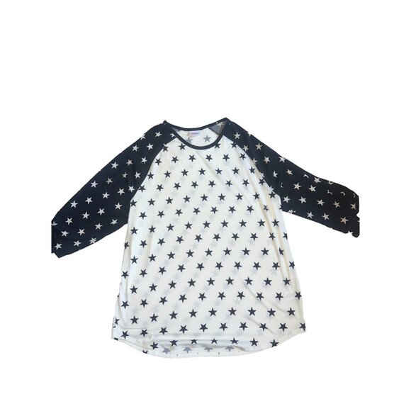 NWT LuLaRoe Oversized Comfy Blue White Star Print Tunic Top plus size 3XL lounge - Picture 1 of 12